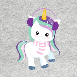 Winter Unicorn, Magic Unicorn, Cute Unicorn, Scarf T-Shirt